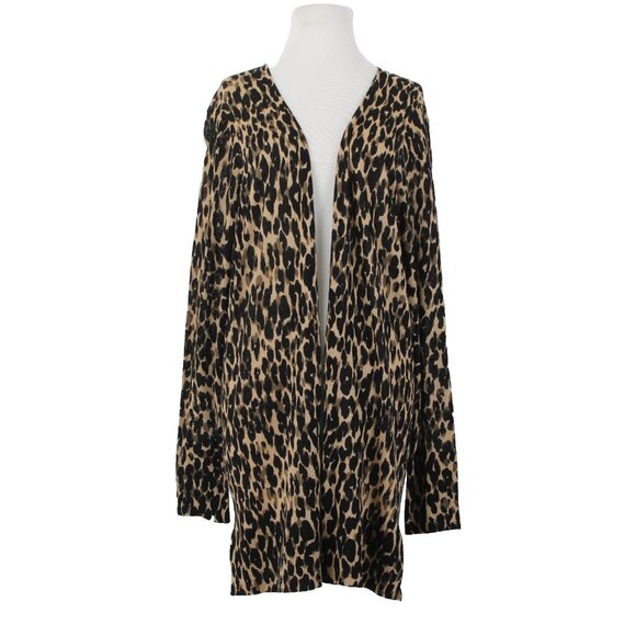 Halogen Cardigan Sz XL Animal Print Open Front Rayon Linen Cardigan Sweater - Picture 1 of 12
